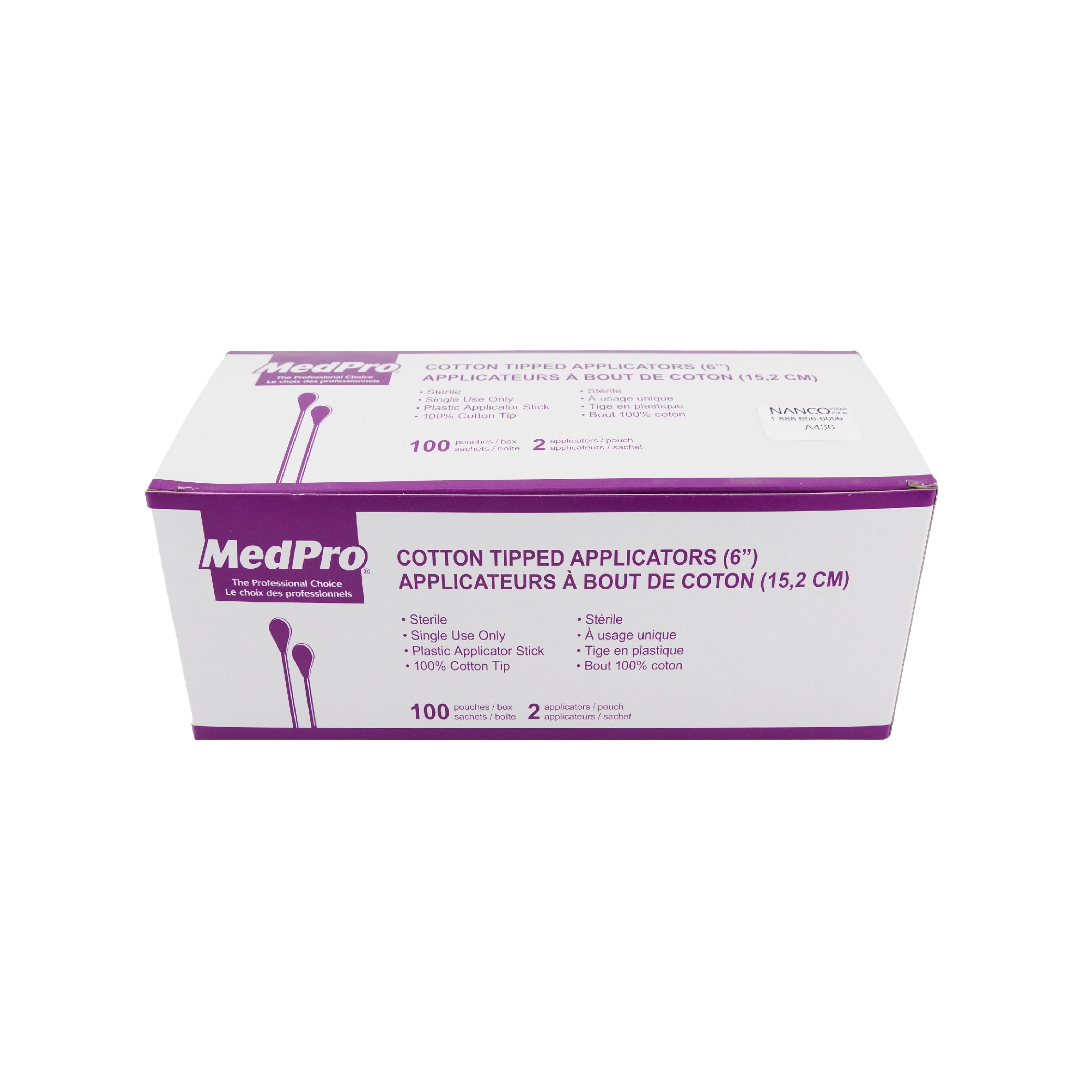 Tige de cotton 6" stérile